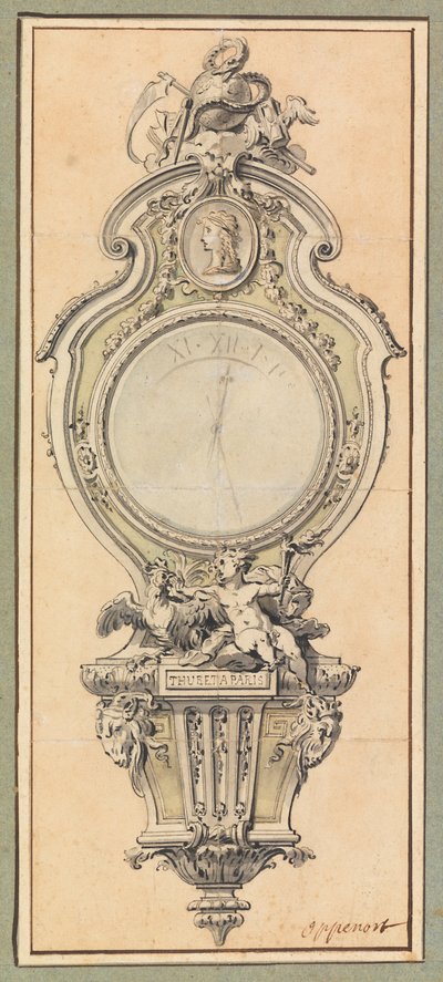 Progetto per una cassa di orologio a cartel da Gilles Marie Oppenord